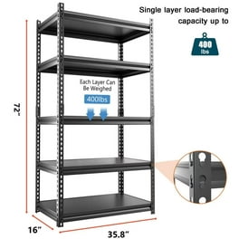 Hyper Tough Large 5-Tier Plastic Shelves, Interlocking Multipurpose Plastic  Organizer, W36 x D18 x H74 Black
