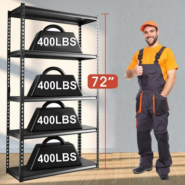 Docred Adjustable Metal Shelving Unit, 72"H Heavy Duty Shelving Utility