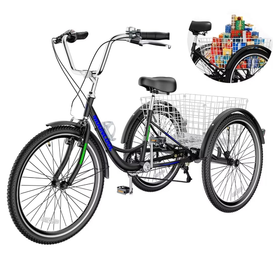 Docred Adult Tricycles 7 Speed 26 Inch Three Wheel Bike Cruiser Trike