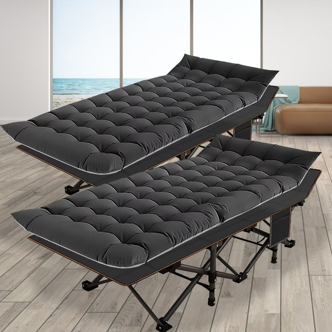 Docred Adults Folding Camping Cot Double Layer Oxford Strong Heavy Duty Wide Sleeping Cots with