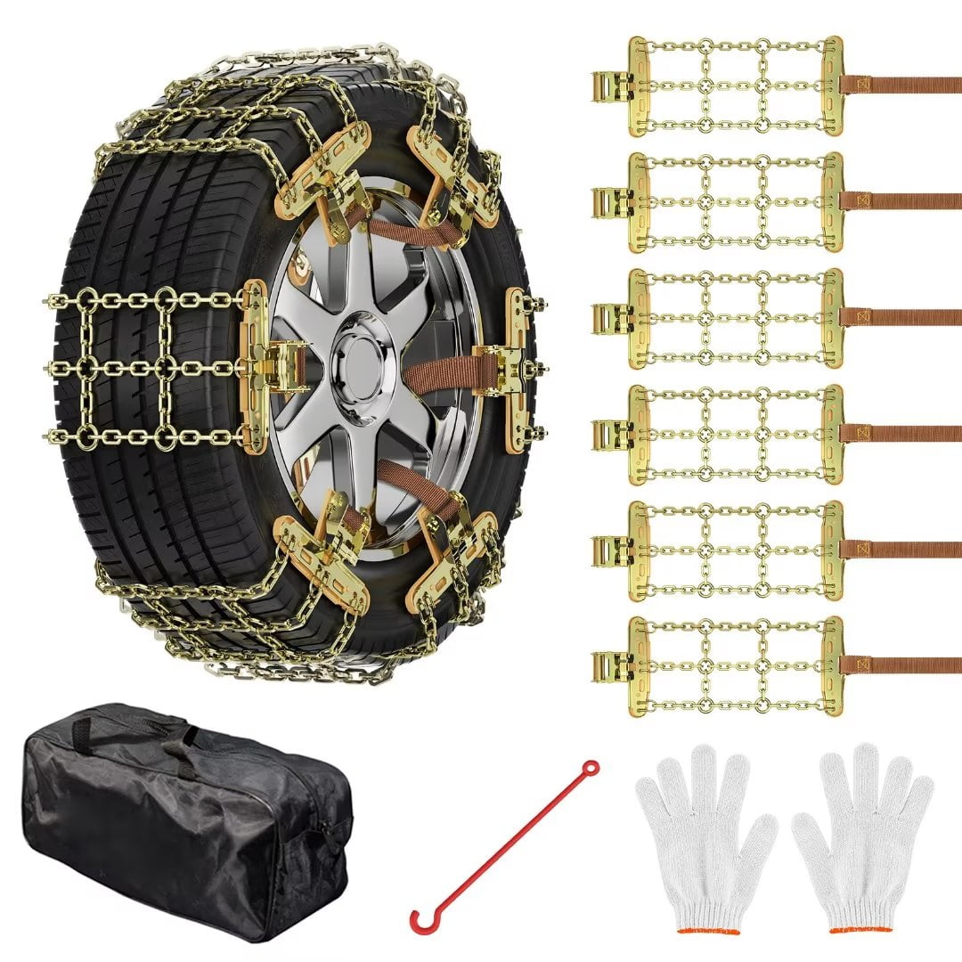 Docred Car Tire Chain,6 Packs Car Snow Chains,Universal Anti Slip for