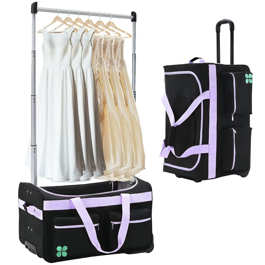 Docred Dance Bag with Garment Rack 24 Inch Collapsible Costume Rolling Duffel Bag with Wheels Closet Garment Rack Dance Suitcase M Size Walmart