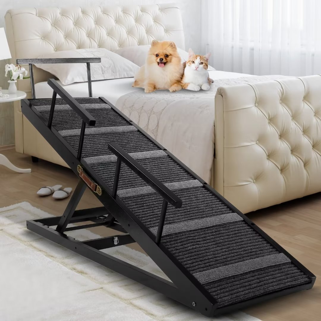 Docred Dog Ramp,6 Level Adjustable Folding Pet Ramp for Bed, Couch,SUV