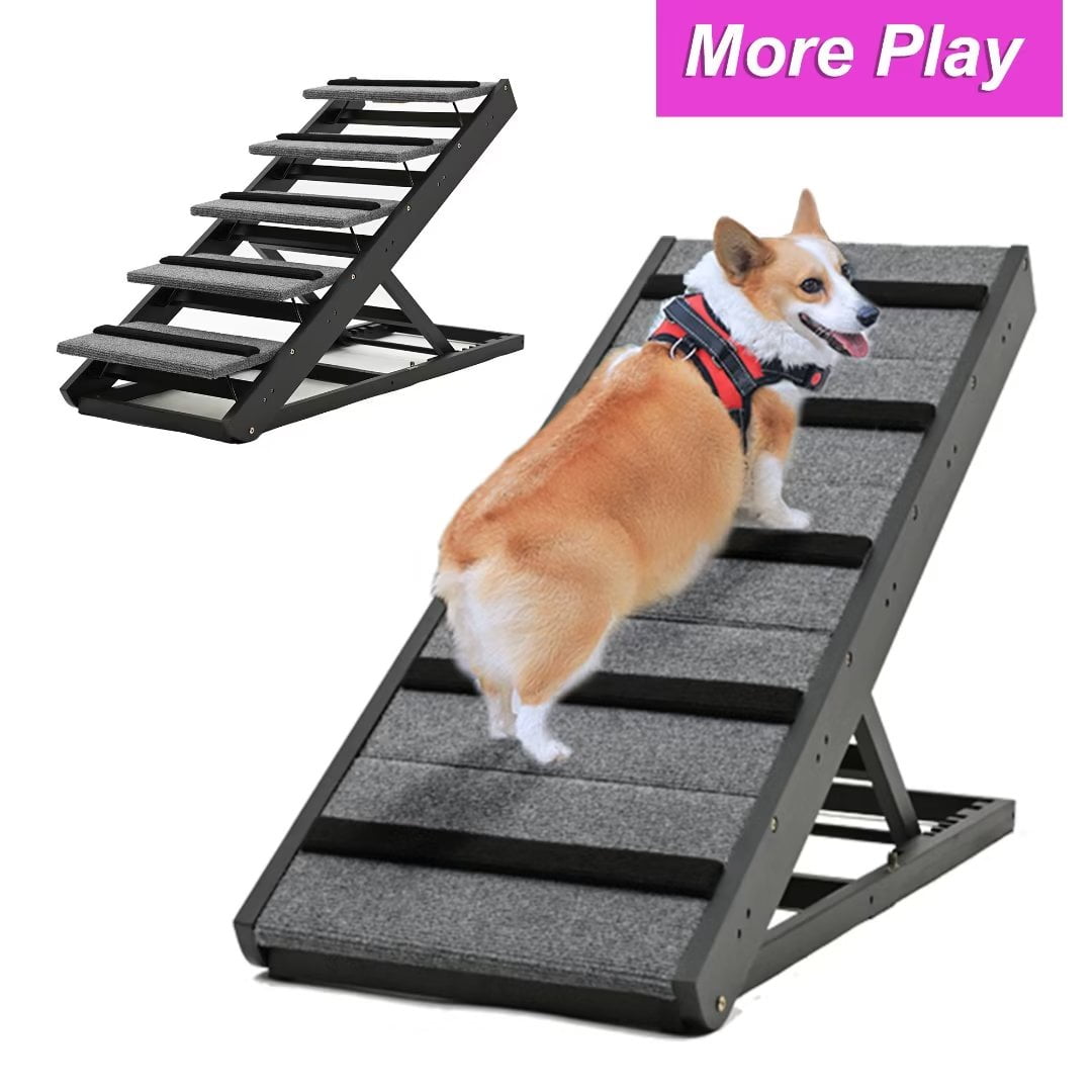 Docred Dog Ramp,6 Level Adjustable Folding Pet Ramp for Bed, Couch,SUV - High Traction Portable Paw Ramps,Great for Small & Large Old Dogs & Cats, Supports up to 250 lbs, 47" Long