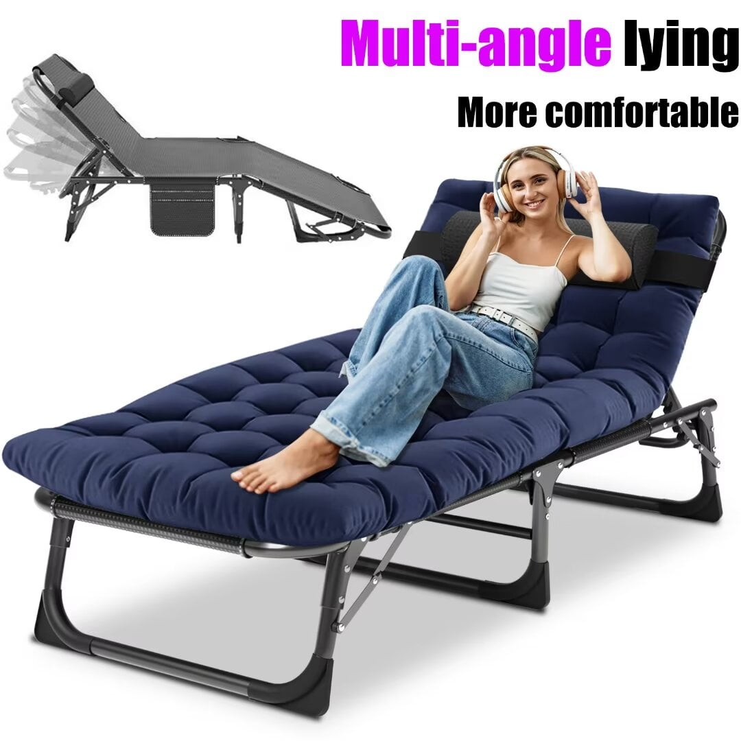Docred Folding Camping Cot for Adults & Kids, Adjustable 5 Fold Reclining Folding Chaise, 2