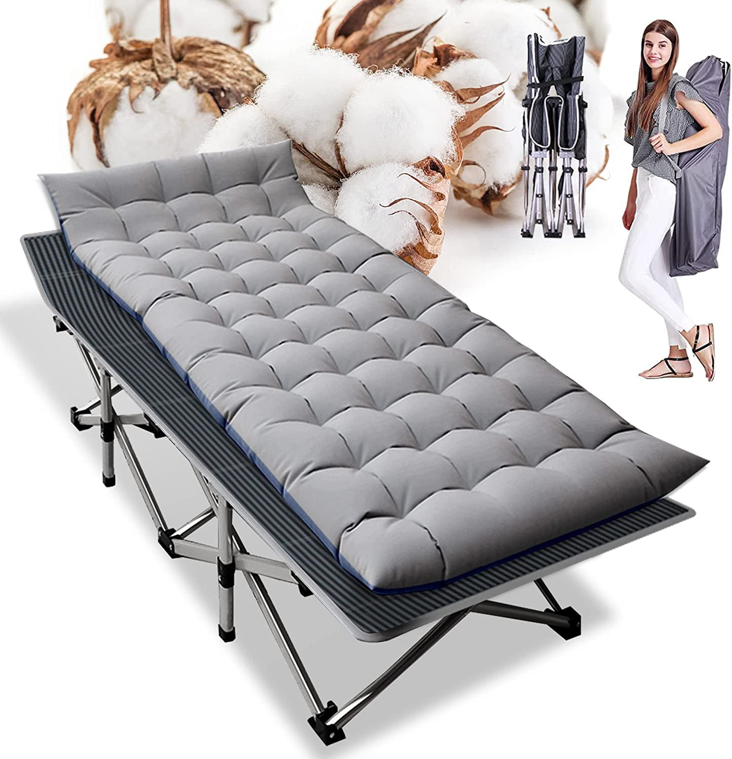 Docred Folding Camping Cots for Adults Heavy Duty cot with Carry Bag