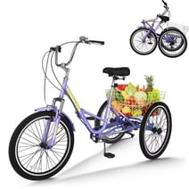 Docred Folding Tricycle for Adults, 20/24/26 Inch 7-Speed Trike, 3 Wheels Foldable Bicycle for Adults