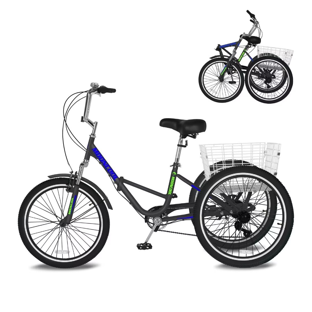 Docred Folding Tricycle for Adults, 20 Inch 7Speed Trike, 3 Wheels Foldable Bicycle for Adults