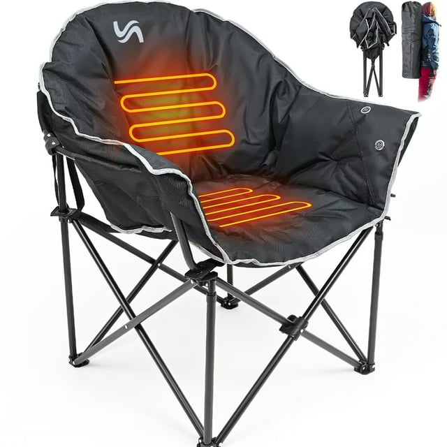 Docred Heated Camping Chair w/Lumbar Support,Adults Padded Portable