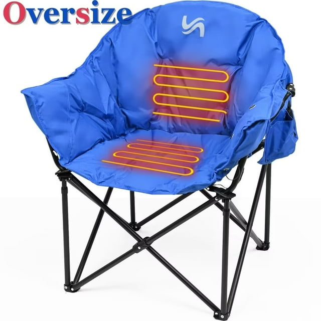 Docred Heated Camping Chair w/Lumbar Support,Adults Padded Portable Camping Chair Outdoor Heated