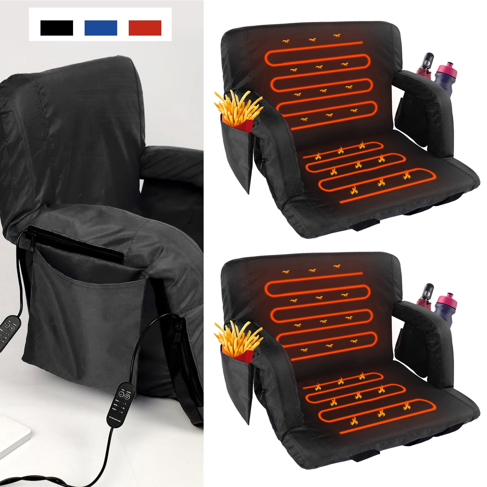 Docred 2Pack Heated Stadium Seat for Bleachers with Back Support