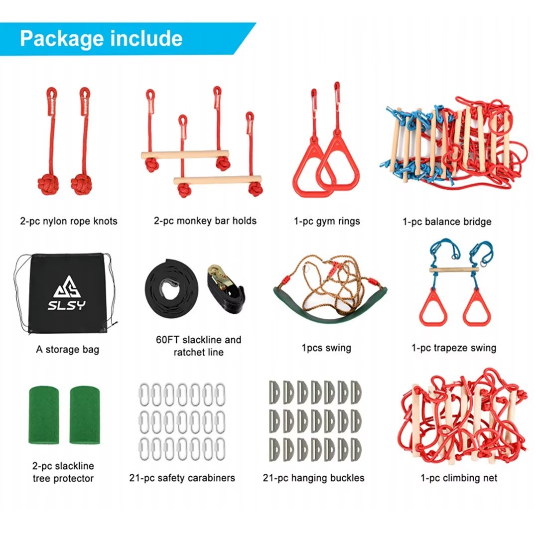 Docred Ninja Warrior Obstacle Course for Kids 50FT Durable Ninja