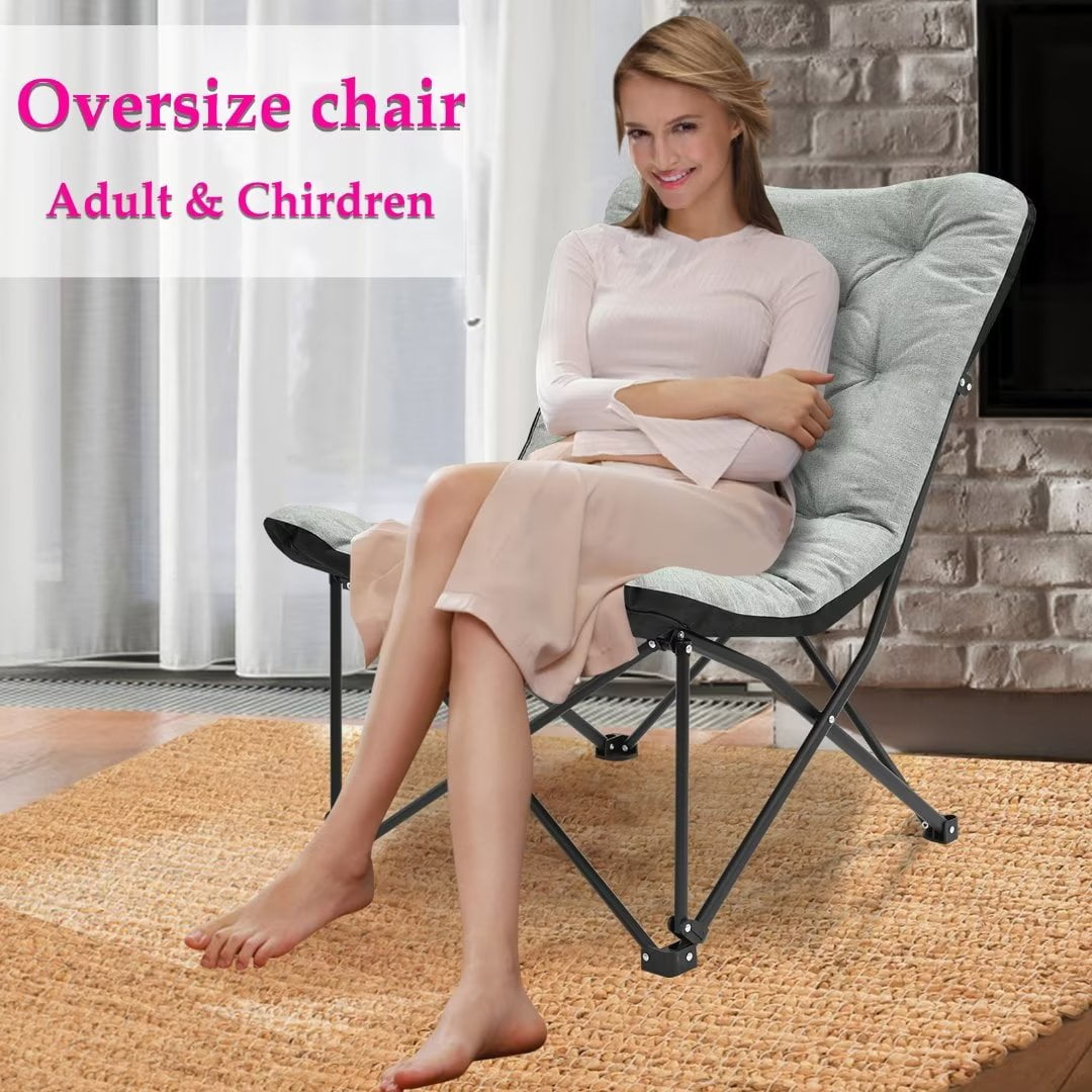 Docred XXL Oversized Comfy Saucer Chair for Adults,Blue Thicken Folding