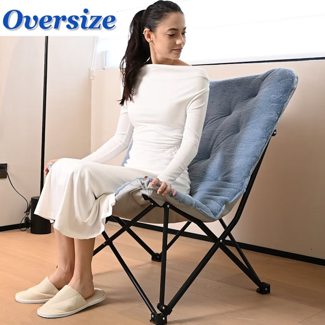 Docred XXL Oversized Comfy Saucer Chair for Adults,Blue Thicken Folding