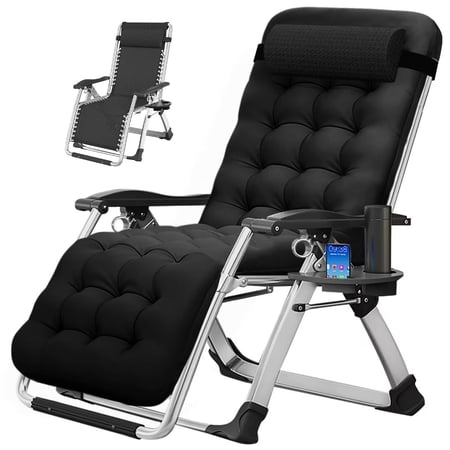Docred Zero Gravity Chair, Reclining Lounge Chair with Removable Cushion & Tray ,Maximum load capacity 440 LB