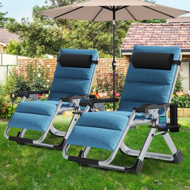 Docred Zero Gravity Chair set of 2, Lawn Recliner Folding Chaise Lounge