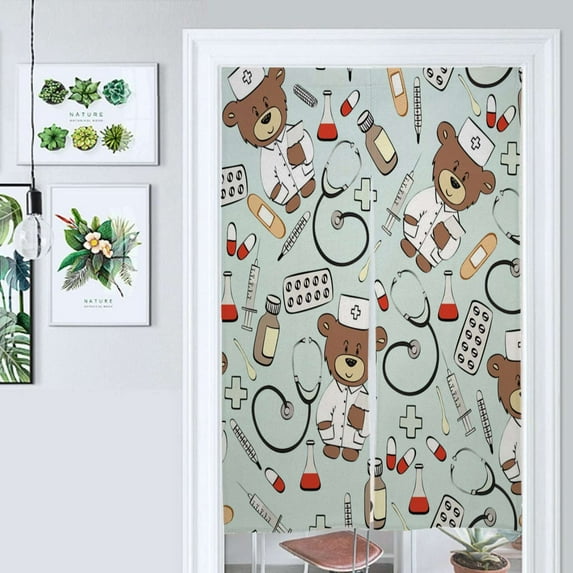 Doctor Bear Hospital Door Curtain Nordic Living Room DoorCurtain Porch Partition Curtain Kitchen Rative Half Curtain