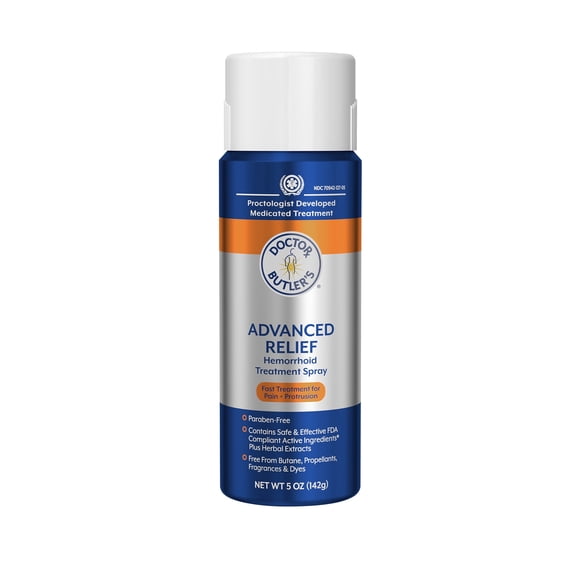 Doctor Butler's Advanced Relief Hemorrhoid Spray – Advanced Relief Hemorrhoid Treatment Spray with Witch Hazel to Help with Sensitive Skin, Itch Relief, and Swelling Relief* (5oz)