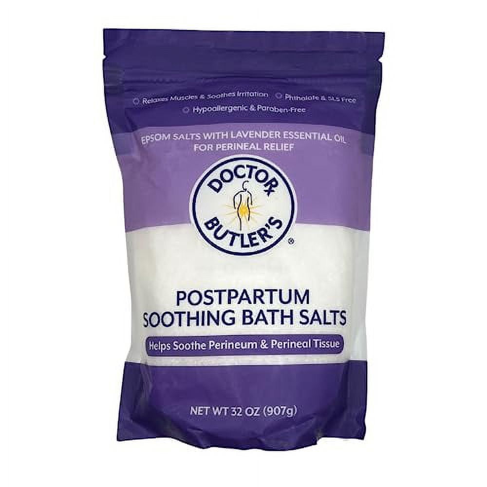 Doctor Butlers Postpartum Soothing Bath Salts Epsom Bath Salts for Women for Postpartum Recovery, Hemorrhoids, Discomfort, and Helps Soothe Perineum and Perineal Tissues After Birth (32 oz.)