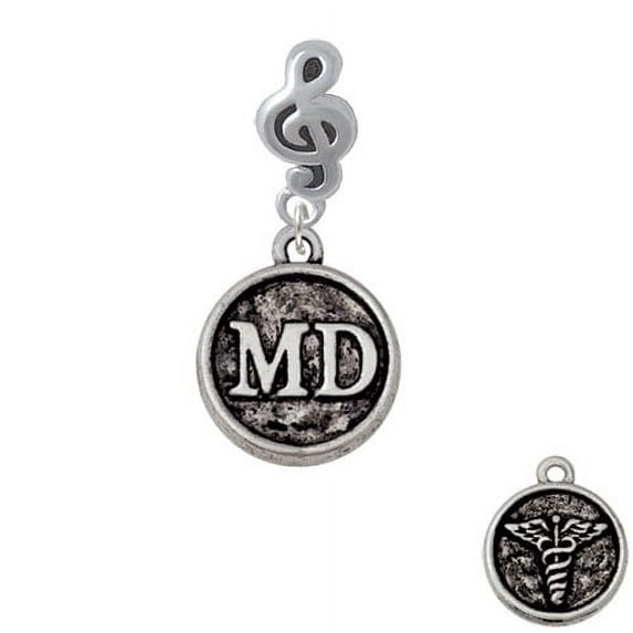 Doctor Caduceus Seal - MD - Clef Note Charm Bead