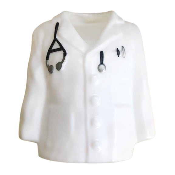 Doctor Coat Pen Holder - Creative Lab Coat Desk Organizer with Miniature Stethoscope, Unique Medical Student & Nurse Gift, Plastic White Desktop Accessory