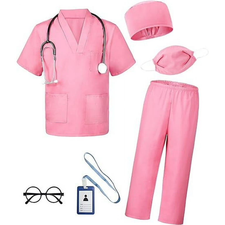 Doctor Costume For Kids, Scrubs pants with accessories set toddler children  cosplay 3-11 Years 
