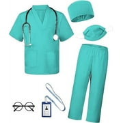WINTEKD Doctor Costume For Kids, Scrubs pants with accessories set toddler children cosplay 3-11 Years