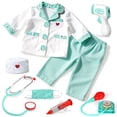 thumbnail image 1 of Doctor Costume for Kids Doctor Coat, Doctor Dress Up and Play Set 8 PCS with Real Stethoscope, Lab Coat Career Day Costume Kit for Toddlers Boys Girls 7-8 year old/ 130cm - Green, 1 of 9
