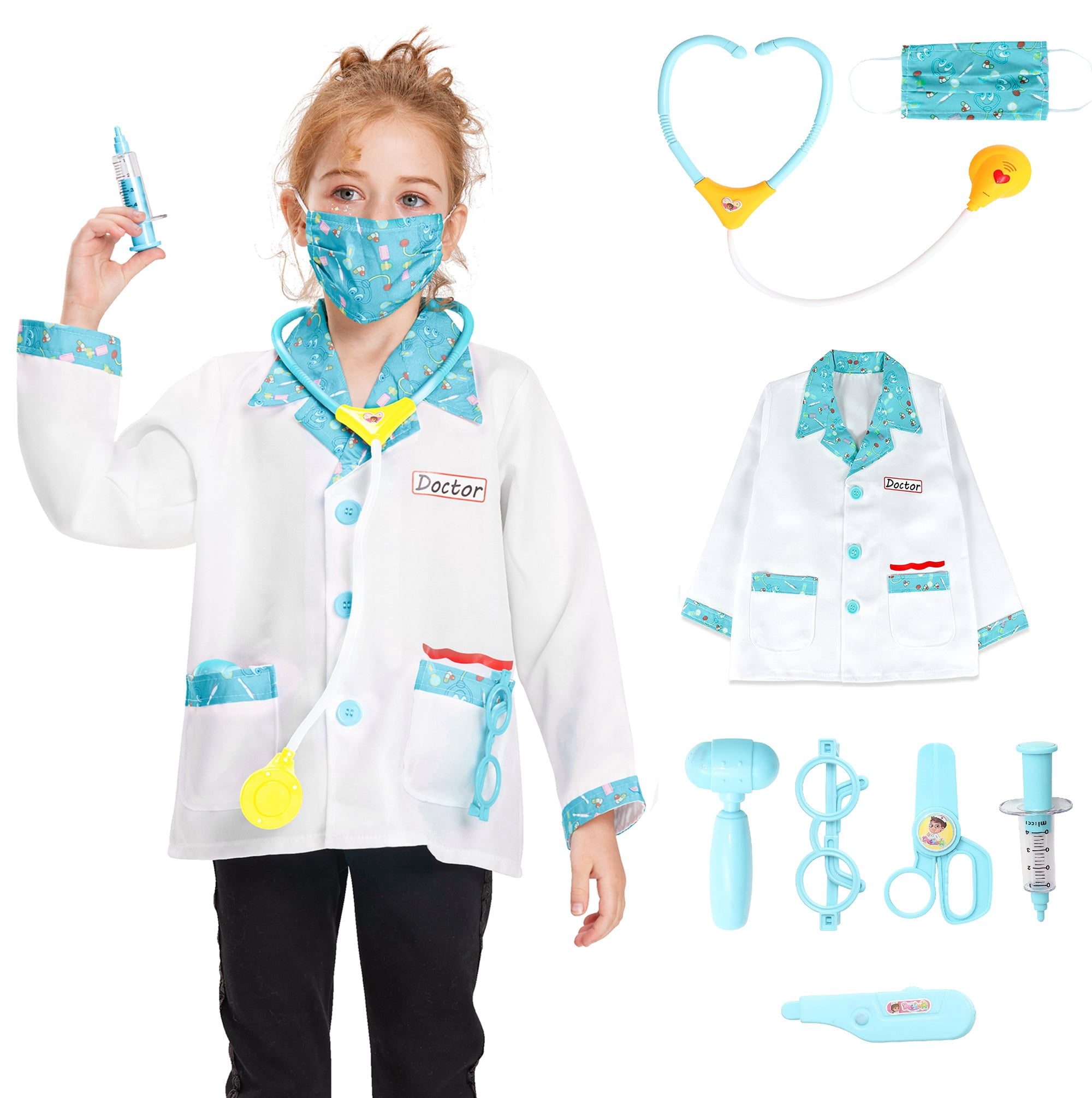 Amscan Kids Doctor Costume Set - Includes Scrubs, Lab Coat, Cap & Stethoscope For Pretend Play & Halloween