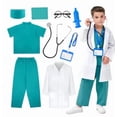 thumbnail image 1 of Doctor Costume for Kids, Pink Doctor Costume with Lab Coat Halloween Party Dress Up for Girls Age 8-12 Years, 1 of 7