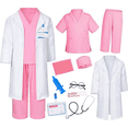 thumbnail image 1 of Doctor Costume for Kids, Pink Doctor Costume with Lab Coat Halloween Party Dress Up for Girls Age 8-12 Years, 1 of 4