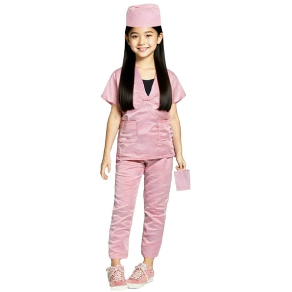 Doctor Costume for Kids, Role-playing Costumes Toddler Doctor Coat and Pants, Kids Lab Coat Career Day Costume for Boys Girls Pink 7-8 Years