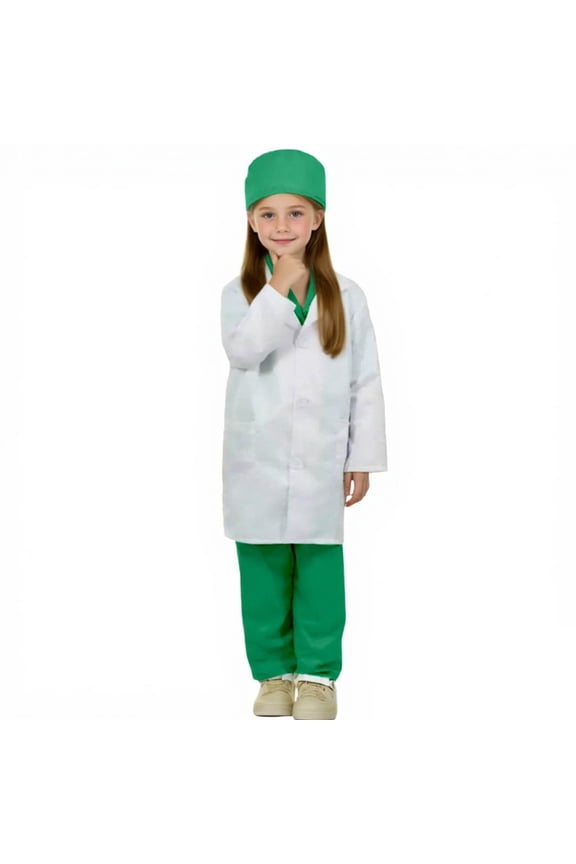 Doctor Costume for Kids, Role-playing Costumes Toddler Doctor Coat and Pants, Kids Lab Coat Career Day Costume for Boys Girls White 5-6 Years