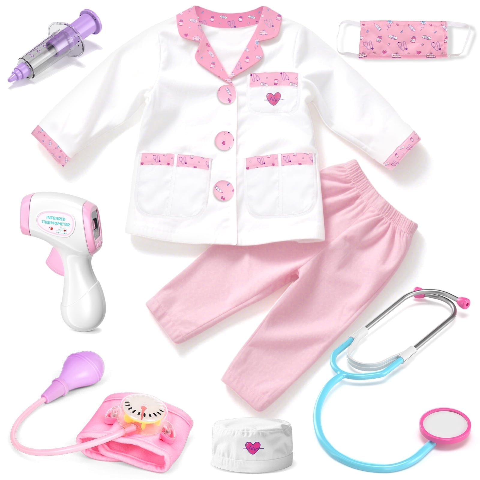 WCOT Kds Doctor Costume Kt Set Wth Stethoscope Toys Wooden Doctor