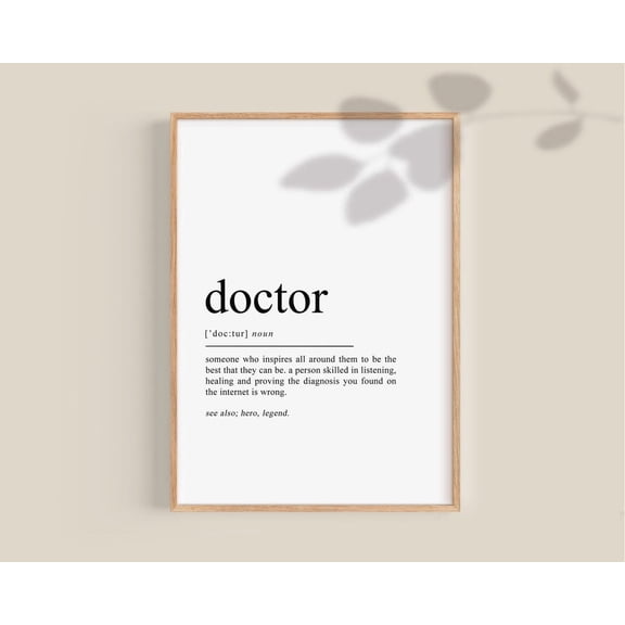Doctor Definition Graduation Medical Wall Art, Unframed Canvas Size 24x36