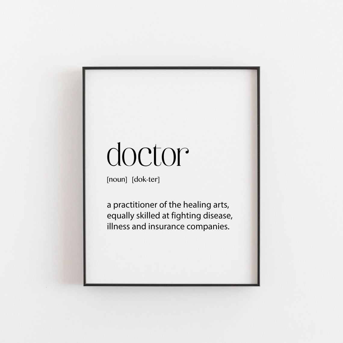 Doctor Definition Wall Art Print, Medical Healthcare Office Typography ...
