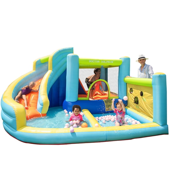 Doctor Dolphin Outdoor Bounce House with Water Slide, 3-12 Years, 116.1 x 151.5 x 78.7