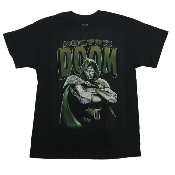 Doctor Doom Mens T-Shirt - Arms Crossed Powerful Under Logo (2X-Large)