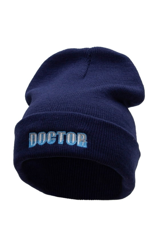 Doctor Embroidered 12 inch Acrylic Cuffed Long Beanie - Navy OSFM