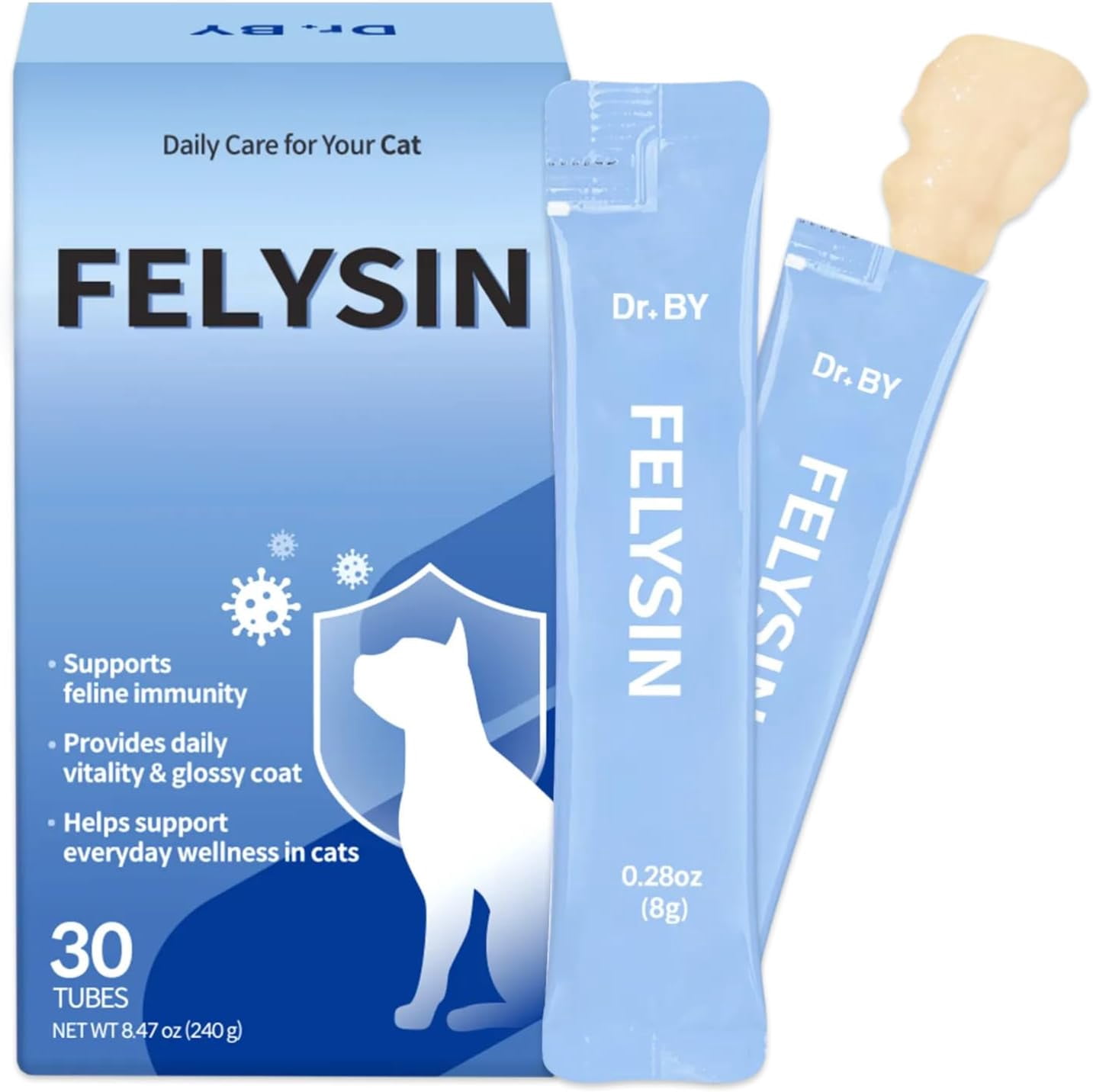 Doctor By FELYSIN L-lysine for Cats Lysine Supplements Immune Support Allergy Relief Sneezing Runny Nose Watery Eyes Respiratory Treatment with Beta-glucan, 30 Lickable Formula Individually Packaged