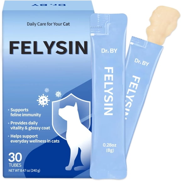 Doctor By FELYSIN L-lysine for Cats Lysine Supplements Immune Support Allergy Relief Sneezing Runny Nose Watery Eyes Respiratory Treatment with Beta-glucan, 30 Lickable Formula Individually Packaged