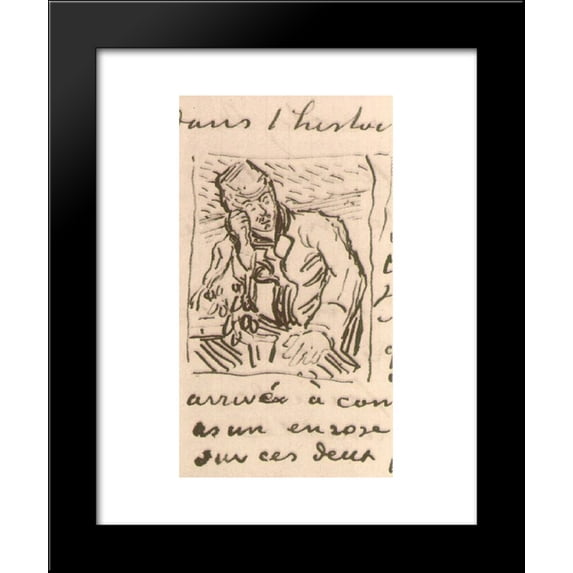 Doctor Gachet Sitting at a Table with Books and a Glass with Sprigs of Foxglove 20x24 Framed Art Print by Vincent van Gogh