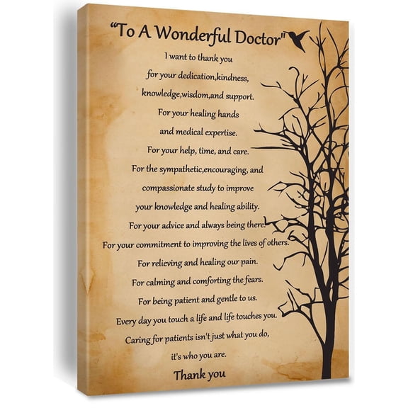Doctor Gifts for Women Men,a Wonderful Doctor Poem Poster Canvas Wall Art Painting for Home/Office/Living Room Decor,Thank You Appreciation Doctors Day Gifts