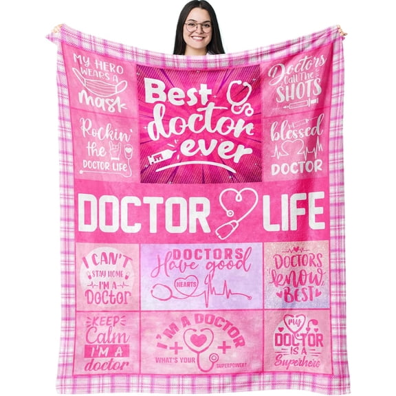 Doctor Gifts for Women Throw Blanket 60" x 50", Doctors Day Gifts, Doctor Appreciation Gifts, Gifts for Doctors Female, Best Doctor Ever Gifts, Future Doctor Gift, Doctors Retirement Gifts