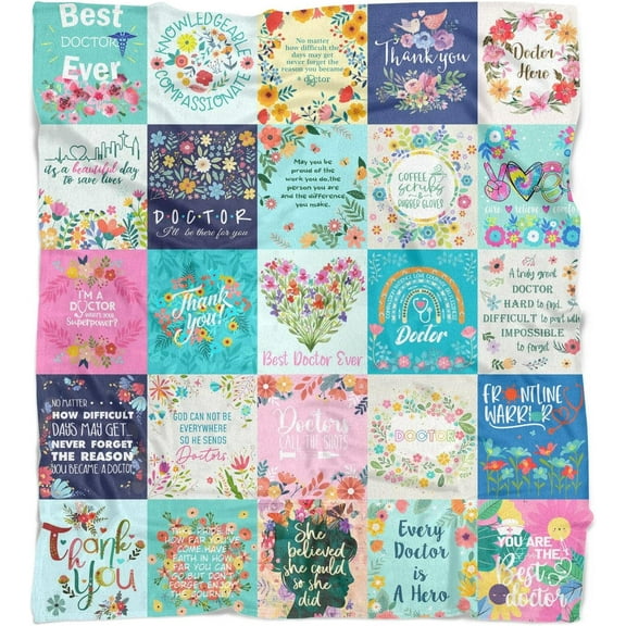 Doctor Gifts for Women - Super Soft Boho Flannel Blanket with Inspirational Doctor Sayings - Great Gifts for Doctor Graduation, Retirement - 50"x60"