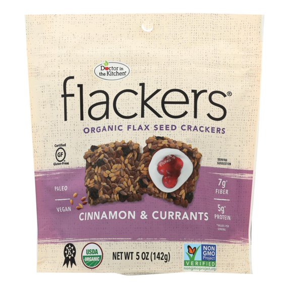 Doctor In The Kitchen - Organic Flax Seed Crackers - Cinnamon and Currants