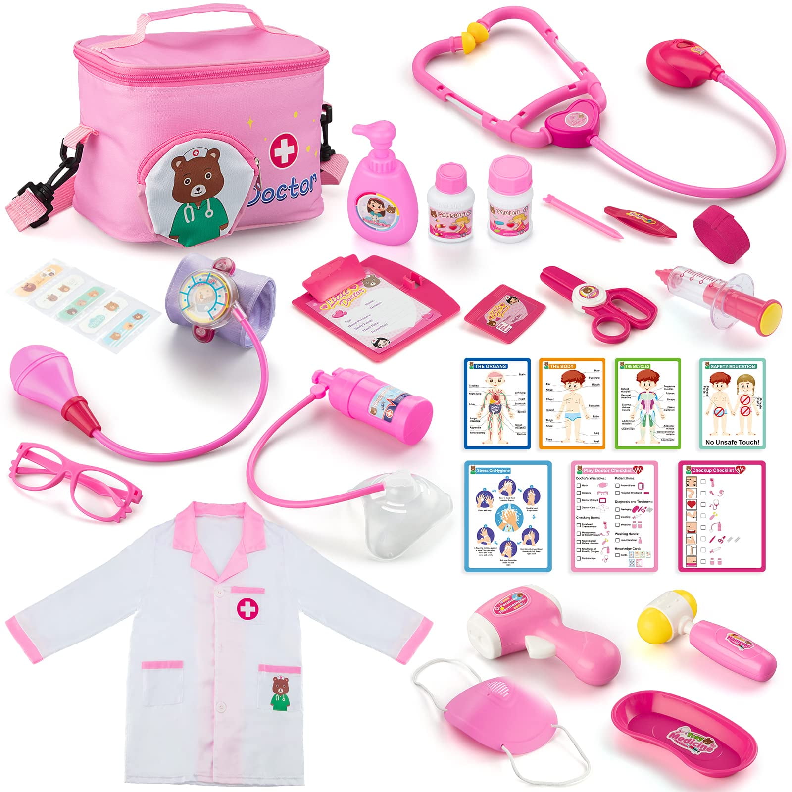 Doctor Kit for Kids, 31-Piece Kids Doctor Playset with Roleplay Costume ...