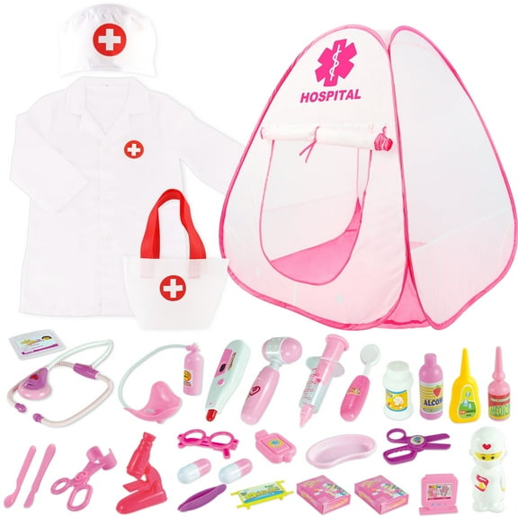 Doctor Kit for Kids - 36Pcs Doctor Play Set with Tent, Cloth, Hats & Bag for Toddlers, Role-Playing Toys for Boys & Girls Ages 3-8