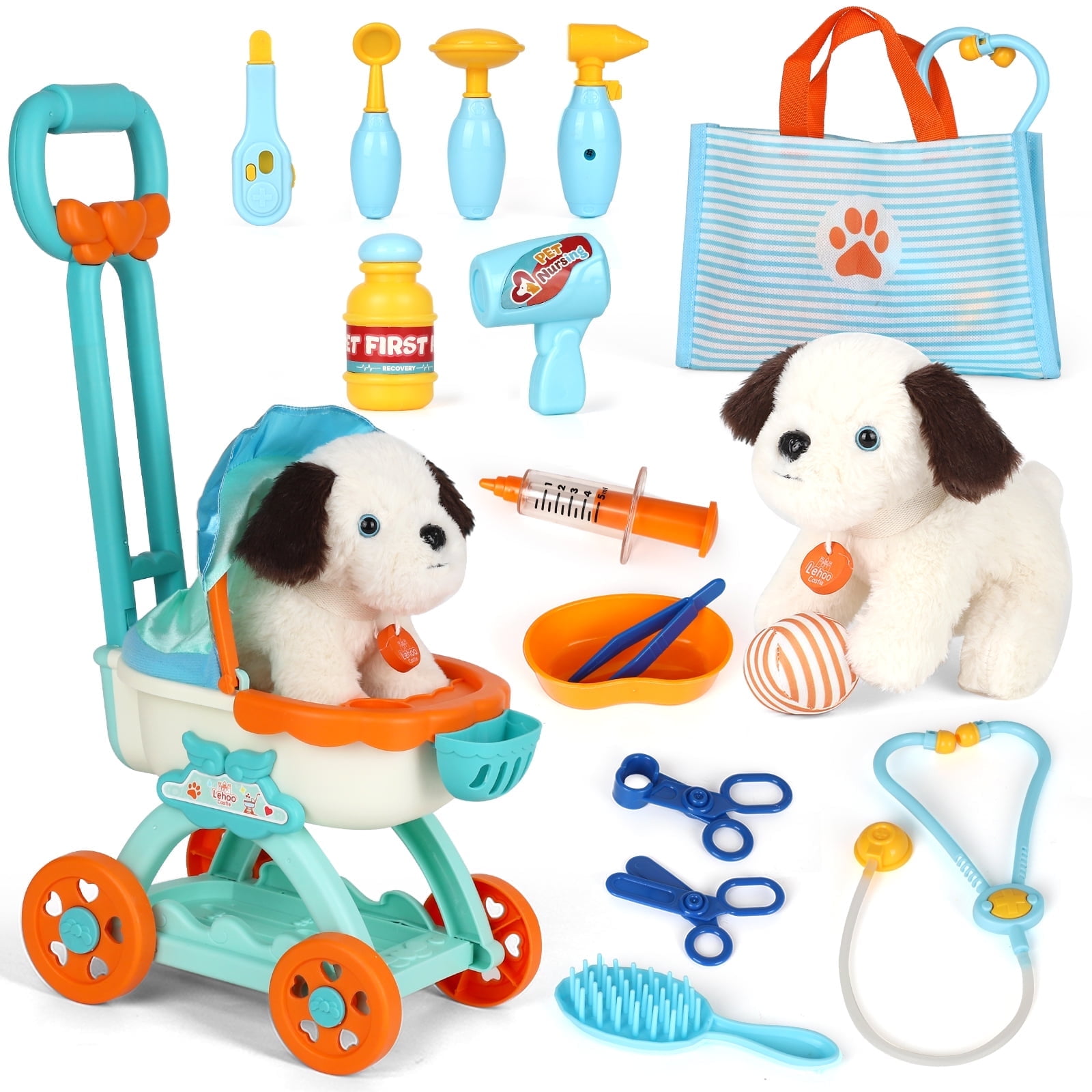Doctor Kit for Kids, Pet Play Sets for Kids, Pet stroller Toy Play Kit for Kids, Pretend Play Doctor Set with Dog Bag, Medical Kits Doctor Toys Gift for Kids Boys Girls Aged 3 4 5 6
