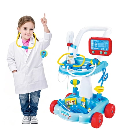 LINXUXIE Doctor Pretend Medical Station Toy Set for Toddler with Stethoscope and Instruments, Doctor Set Role Play Toy for 3-8 Boys & Girls